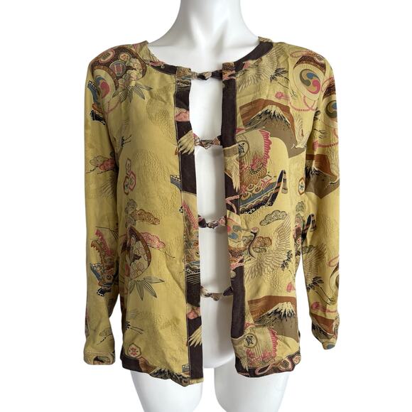 CITRON Santa Monica Vintage Tapestry Brocade Silk Blend Chinese Blazer Jacket S - Picture 1 of 7